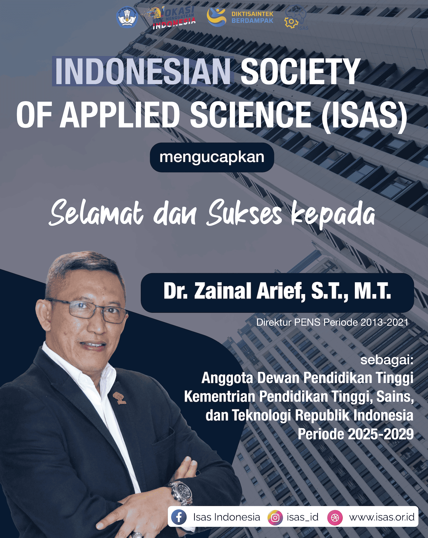 Dr. Zainal Arief Terpilih sebagai Anggota Dewan Pendidikan Tinggi Kemendikbudristek 2025–2029